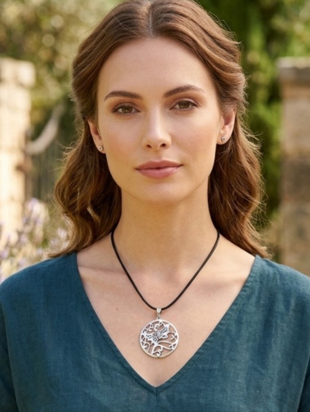 Silver Butterfly Pendant & Cord Necklace